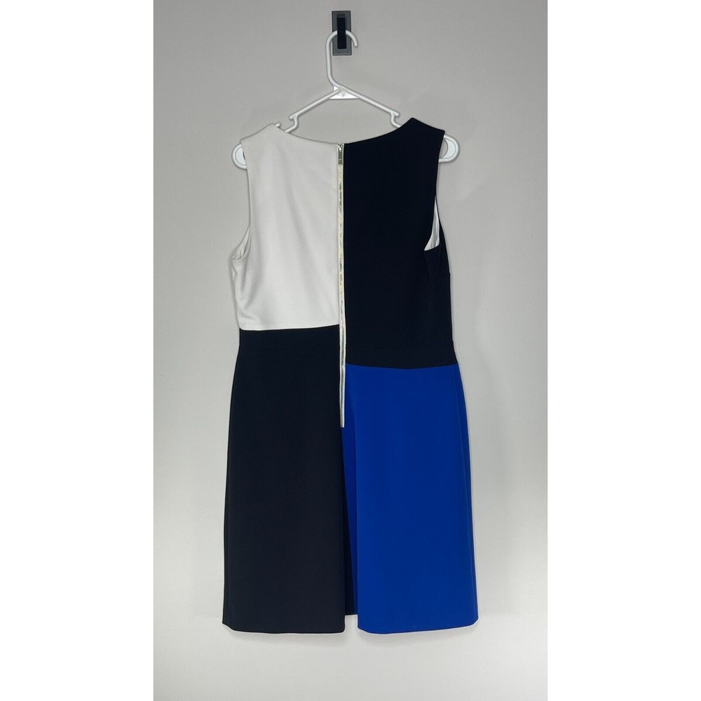 Tommy Hilfiger Color Block Shift Dress Size 12 Womens Blue Black Gold Zipper - Picture 5 of 8
